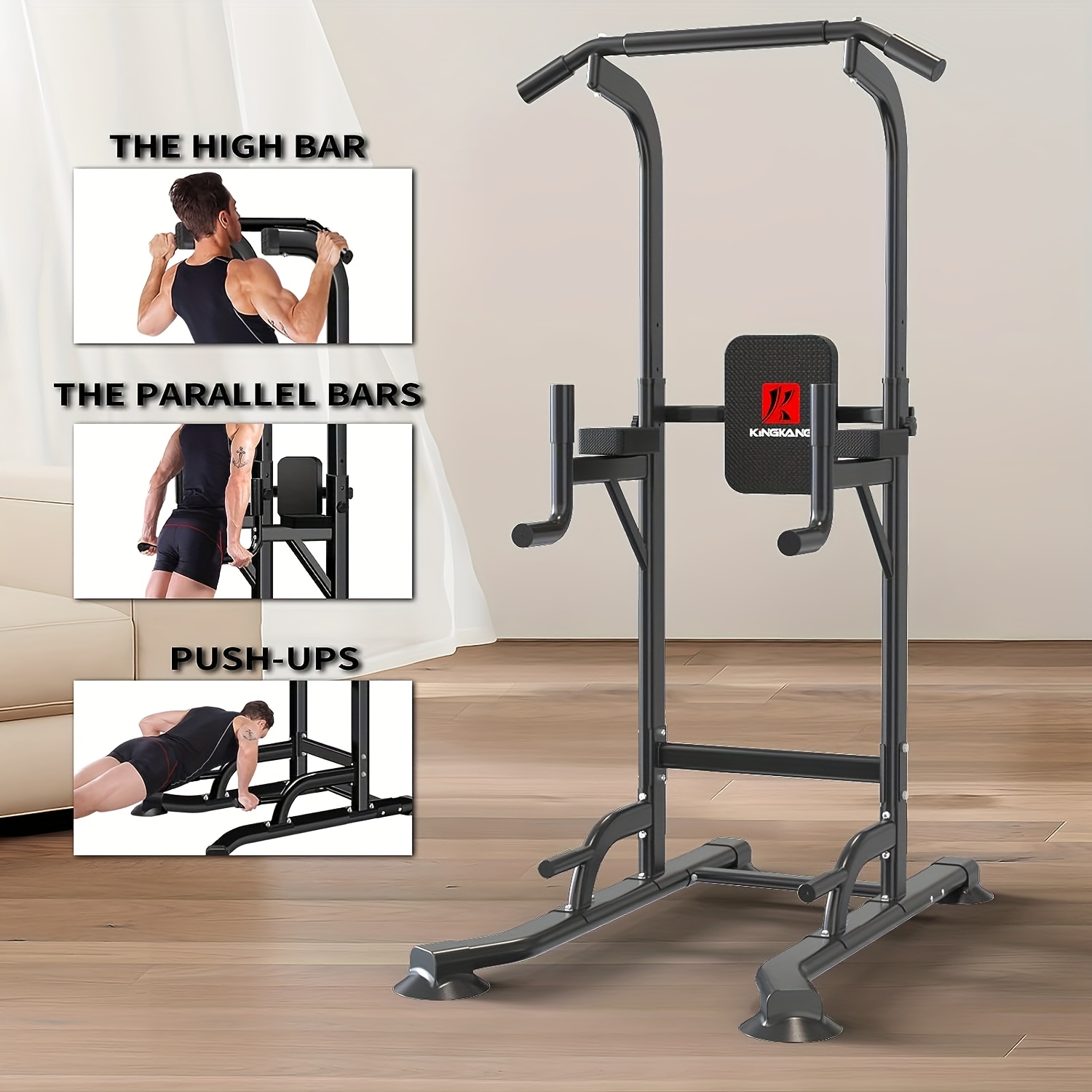 Home Gym Multifunctional - Djustable Height Power Tower Dip Station,