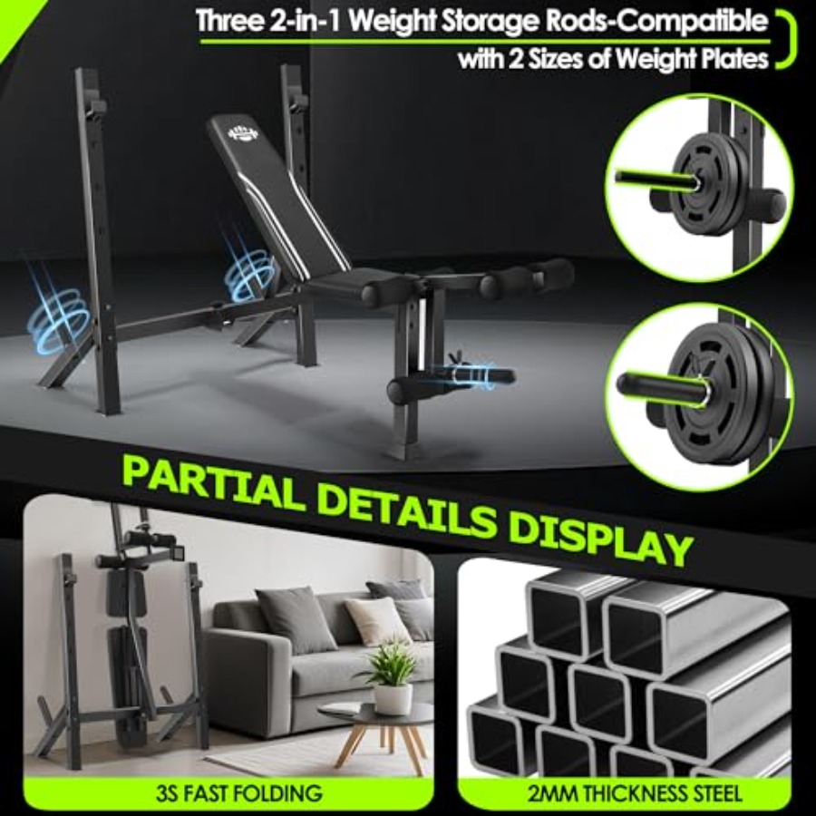 900LBS Weight Bench Set with S - Home Gym Weight Bench บทวิจารณ์และราคา