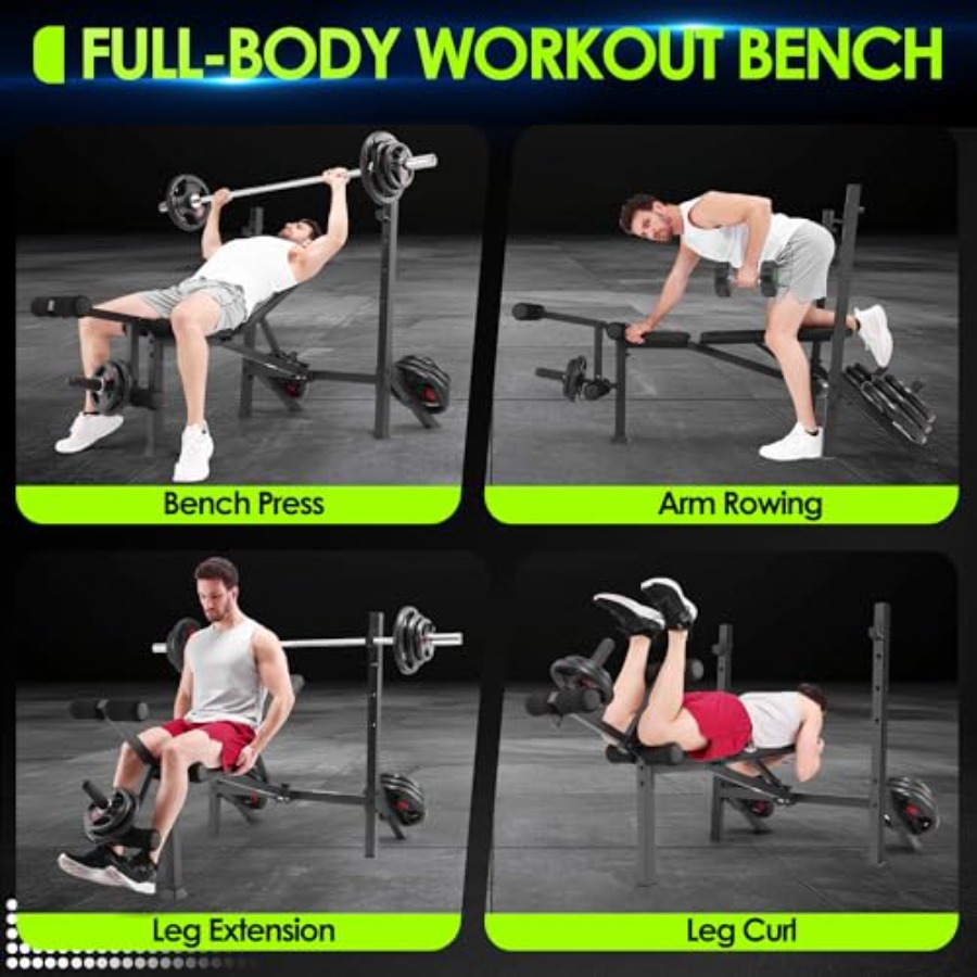 900LBS Weight Bench Set with S - Home Gym Weight Bench บทวิจารณ์และราคา