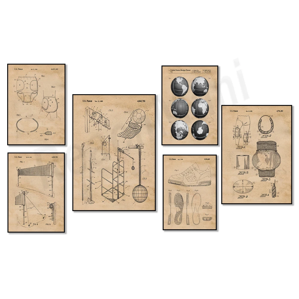 Vintage Volleyball Patent Prin - Home Gym Japan บทวิจารณ์และราคา