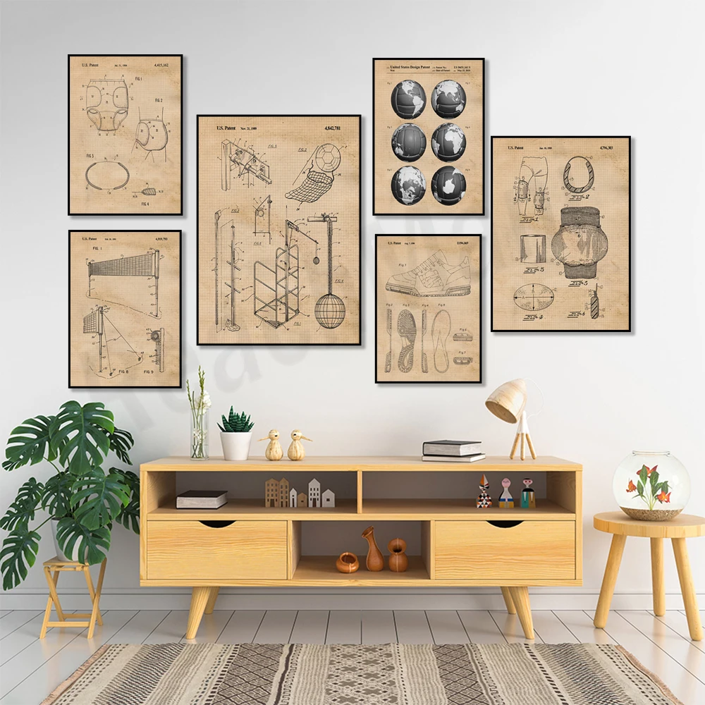 Vintage Volleyball Patent Prin - Home Gym Japan บทวิจารณ์และราคา