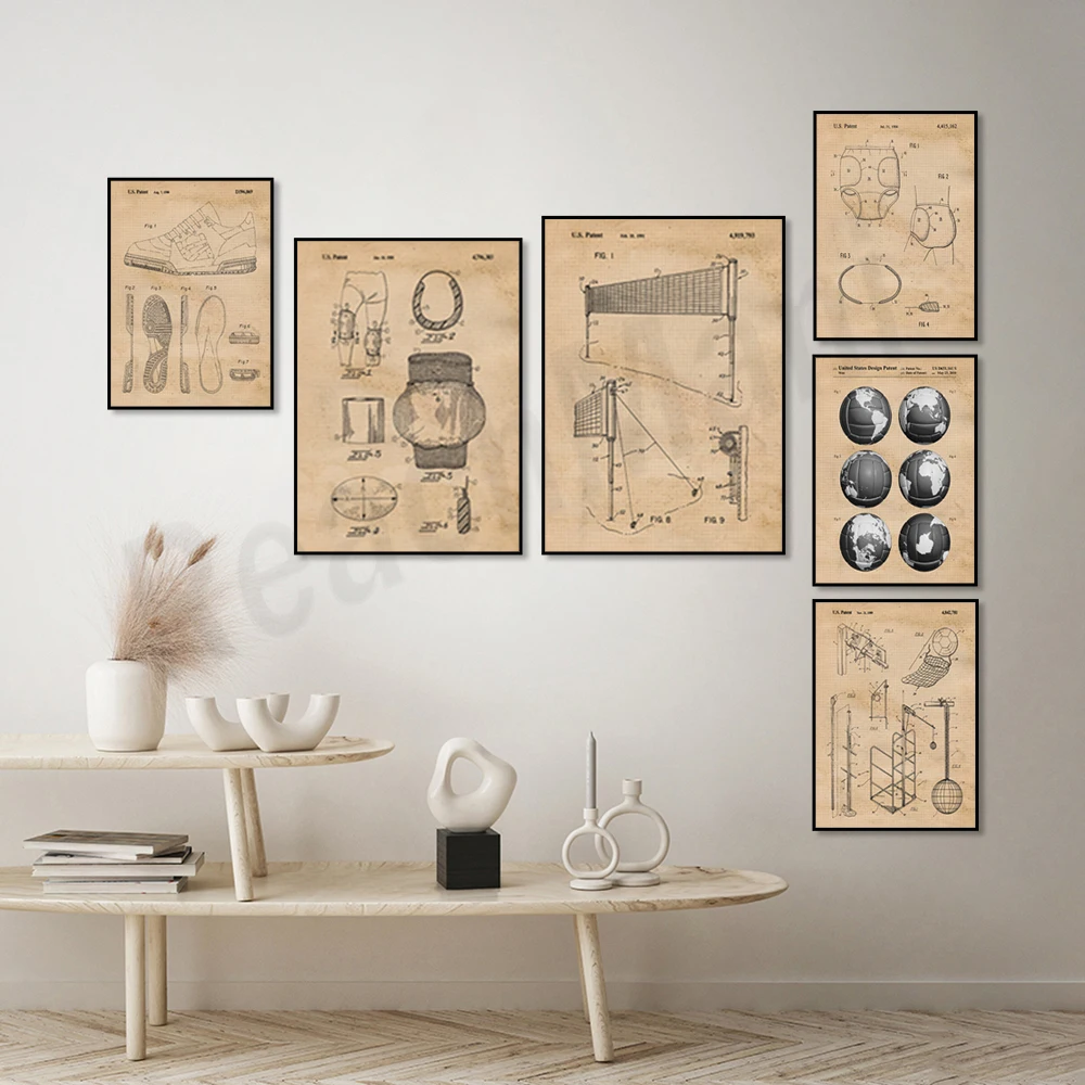 Vintage Volleyball Patent Prin - Home Gym Japan บทวิจารณ์และราคา