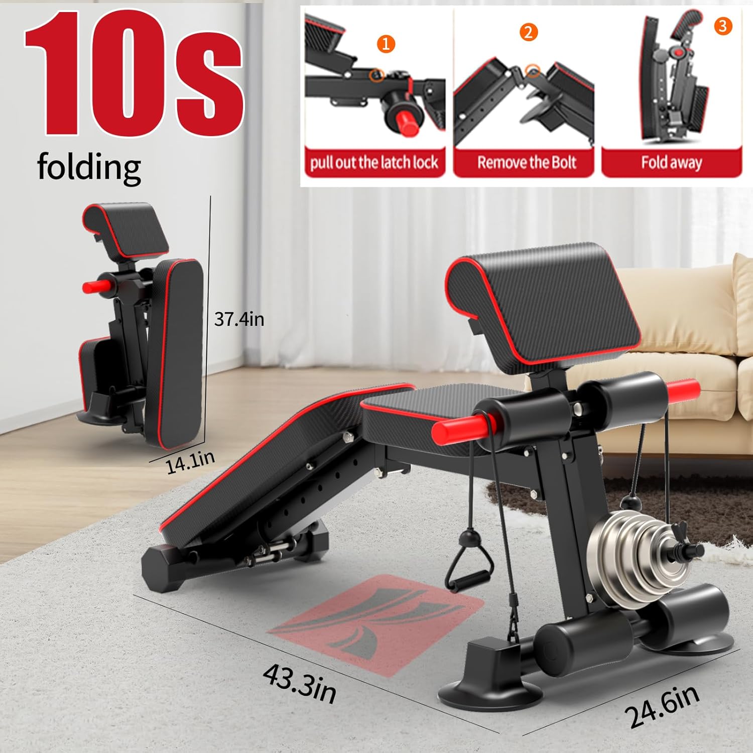 Adjustable Weight Bench 1050lb - Home Gym Weight Bench บทวิจารณ์และราคา