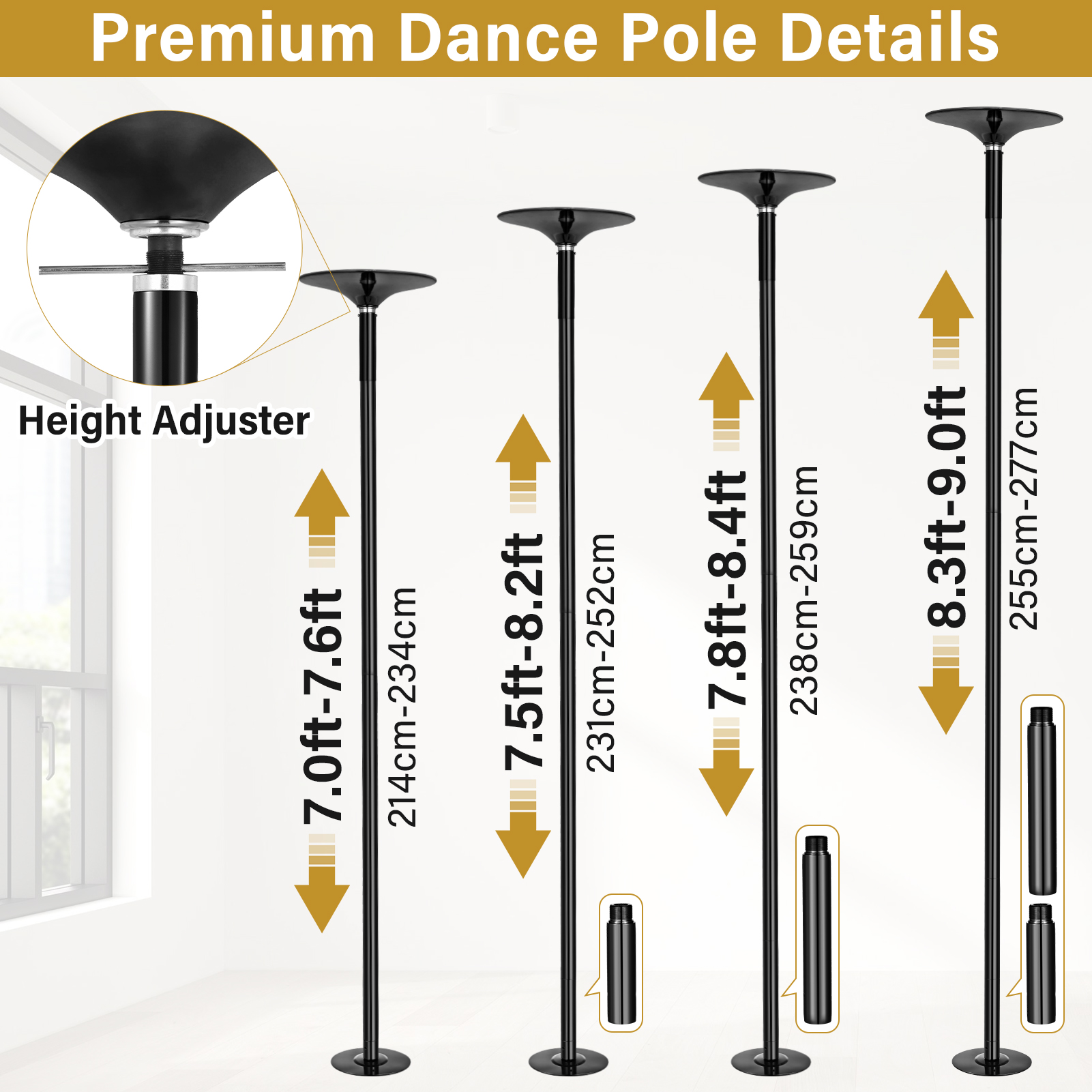 Heavy Duty 45mm Dance Pole for - Home Gym Installation บทวิจารณ์และราคา