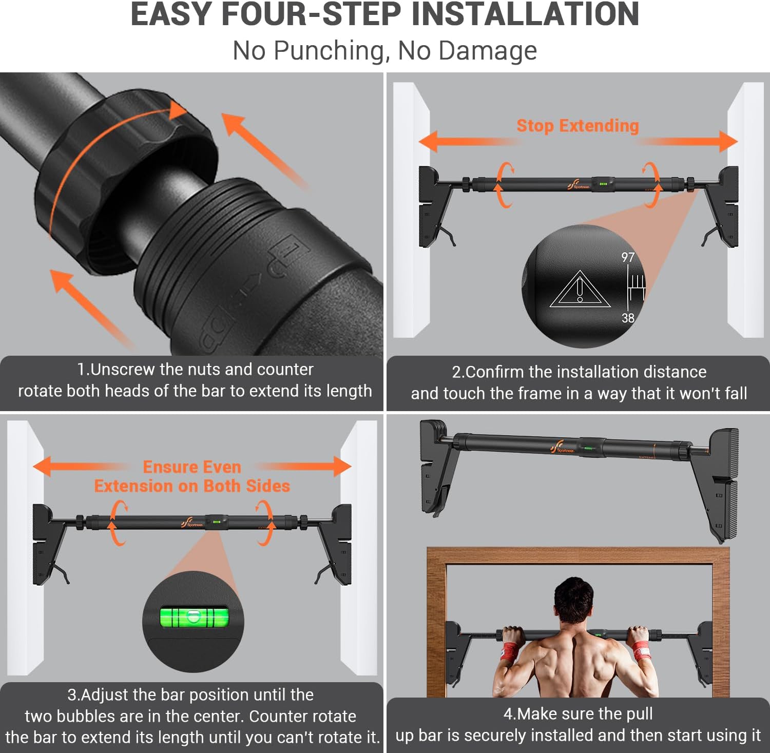 Pull up Bar for Doorway No-Scr - Chin Up Doorframe บทวิจารณ์และราคา